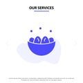 Our Services Bowl, Celebration, Easter, Egg, Nest Solid Glyph Icon Web card Template