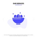 Our Services Bowl, Celebration, Easter, Egg, Nest Solid Glyph Icon Web card Template