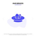 Our Services Bowl, Celebration, Easter, Egg, Nest Solid Glyph Icon Web card Template