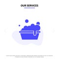 Our Services Bowl, Cleaning, Washing Solid Glyph Icon Web card Template