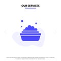 Our Services Bowl, Cleaning, Washing Solid Glyph Icon Web card Template