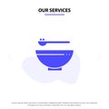 Our Services Bowl, Food, Kitchen, Madrigal Solid Glyph Icon Web card Template