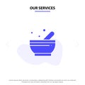Our Services Bowl, Soup, Science Solid Glyph Icon Web card Template