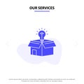 Our Services Box, Business, Idea, Solution, Bulb Solid Glyph Icon Web card Template