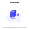 Our Services Box, Surprise, Packing, Bundle Solid Glyph Icon Web card Template