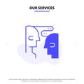 Our Services Brain, Communication, Human, Interaction Solid Glyph Icon Web card Template