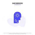 Our Services Brain, Control, Mind, Setting Solid Glyph Icon Web card Template
