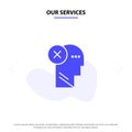 Our Services Brain, Failure, Head, Human, Mark, Mind, Thinking Solid Glyph Icon Web card Template