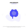Our Services Brain, Head, Hypnosis, Psychology Solid Glyph Icon Web card Template