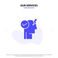 Our Services Brain, Mind, Power, Power Mode, Activate Solid Glyph Icon Web card Template