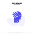 Our Services Brain, Process, Learning, Mind Solid Glyph Icon Web card Template