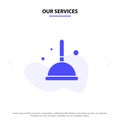 Our Services Broom, Cleaning, Mop, Witch Solid Glyph Icon Web card Template