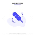 Our Services Broom, Duster, Wash Solid Glyph Icon Web card Template