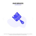 Our Services Brush, Building, Construction, Paint Solid Glyph Icon Web card Template