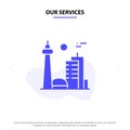 Our Services Building, Canada, City, Famous City, Toronto Solid Glyph Icon Web card Template Royalty Free Stock Photo