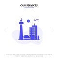 Our Services Building, Canada, City, Famous City, Toronto Solid Glyph Icon Web card Template