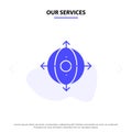 Our Services Business, Deployment, Management, Product Solid Glyph Icon Web card Template Royalty Free Stock Photo