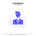 Our Services Business, Executive, Job, Man, Selection Solid Glyph Icon Web card Template Royalty Free Stock Photo