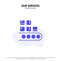 Our Services Business, Line, Management, Product, Production Solid Glyph Icon Web card Template Royalty Free Stock Photo