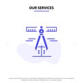 Our Services Calipers, Geometry, Tools, Measure Solid Glyph Icon Web card Template