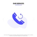 Our Services Call, Phone, Callback Solid Glyph Icon Web card Template Royalty Free Stock Photo