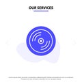Our Services Cd, Dvd, Disk, Education Solid Glyph Icon Web card Template Royalty Free Stock Photo