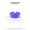 Our Services Charity, Hands, Help, Helping, Relations Solid Glyph Icon Web card Template Royalty Free Stock Photo