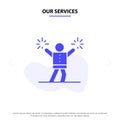 Our Services Cheerleader, Cheerleading, Encourage, Fan Solid Glyph Icon Web card Template Royalty Free Stock Photo