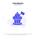 Our Services Chef, Chef Hat, Cooker, Cooker Hat, Flag Solid Glyph Icon Web card Template Royalty Free Stock Photo
