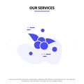 Our Services Cherry, Food, Fruit Solid Glyph Icon Web card Template