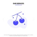 Our Services Cherry, Fruit, Healthy, Easter Solid Glyph Icon Web card Template