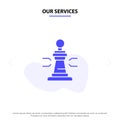 Our Services Chess, Game, Player, King, Poker Solid Glyph Icon Web card Template Royalty Free Stock Photo