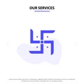 Our Services Church, Indian, Pray, Religion Solid Glyph Icon Web card Template Royalty Free Stock Photo