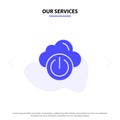 Our Services Cloud, Power, Network, Off Solid Glyph Icon Web card Template