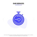 Our Services Compass, Love, Heart, Wedding Solid Glyph Icon Web card Template Royalty Free Stock Photo