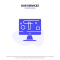 Our Services Computer, Design, Display, Graphics Solid Glyph Icon Web card Template