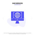 Our Services Computer, Internet, World, Big Think Solid Glyph Icon Web card Template Royalty Free Stock Photo