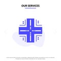 Our Services Computing, Database, Datacenter, Mainframe, Server Solid Glyph Icon Web card Template
