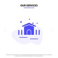 Our Services Construction, Garden, Patio, Shelter Solid Glyph Icon Web card Template Royalty Free Stock Photo