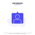 Our Services Contact, Instagram, Sets Solid Glyph Icon Web card Template