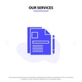 Our Services Contract, Business, Document, Legal Document, Sign Contract Solid Glyph Icon Web card Template