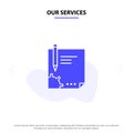 Our Services Contract, Document, File, Page, Paper, Sign, Signing Solid Glyph Icon Web card Template