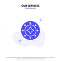 Our Services Cosmos, Galaxy, Shine, Space, Star, Universe Solid Glyph Icon Web card Template