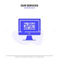 Our Services Cryptography, Data, Ddos, Encryption, Information, Problem Solid Glyph Icon Web card Template