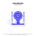 Our Services Define, Energy, Engineering, Generation, Power Solid Glyph Icon Web card Template
