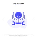 Our Services Development, Engineering, Growth, Hack, Hacking Solid Glyph Icon Web card Template