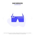 Our Services Device, Glasses, Google Glass, Smart Solid Glyph Icon Web card Template Royalty Free Stock Photo