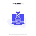 Our Services Digital, Strategy, Digital Strategy, Marketing Solid Glyph Icon Web card Template Royalty Free Stock Photo