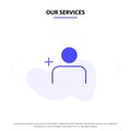 Our Services Discover People, Instagram, Sets Solid Glyph Icon Web card Template