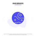 Our Services Distant, Gas, Giant, Planet Solid Glyph Icon Web card Template